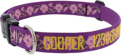 LupinePet Personalized Nature Inspired Original Design Rose Garden Dog Collar, Medium: 12 to 20 in, 1-in wide