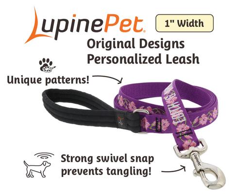 Show full view: LupinePet Personalized Nature Inspired Original Design Rose Garden Padded Handle Dog Leash, Regular: 6-ft long, 1-in wide slide 5 of 8