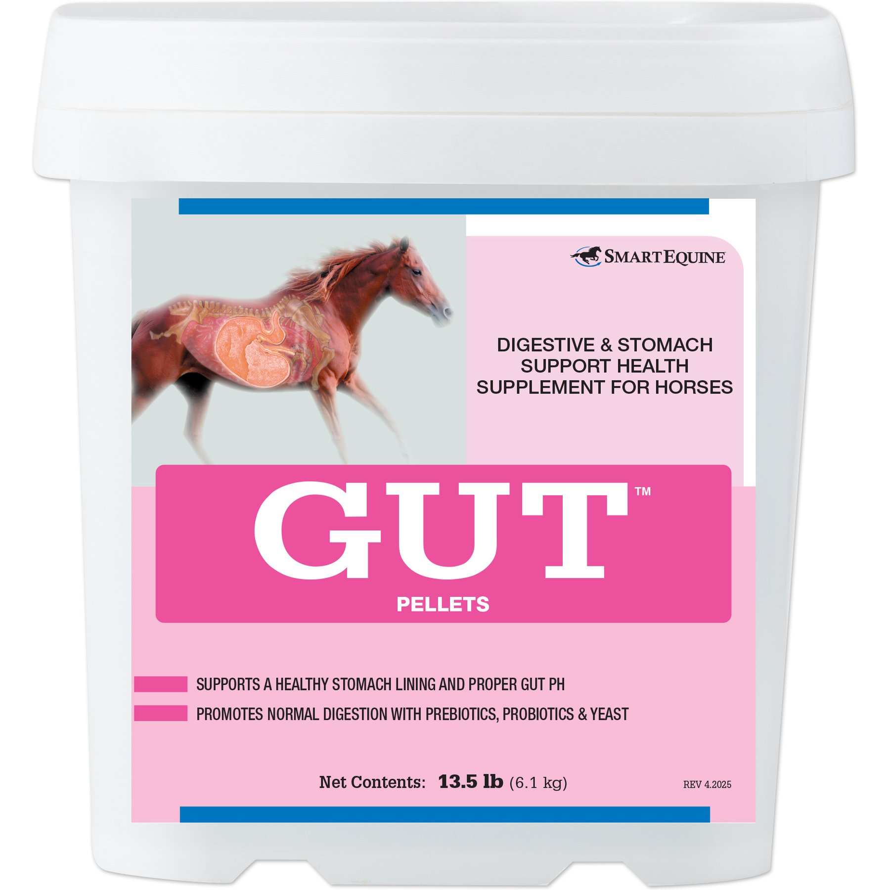 SmartPak Gut Pellets Pellets Horse Supplement, 13.5-lb pail