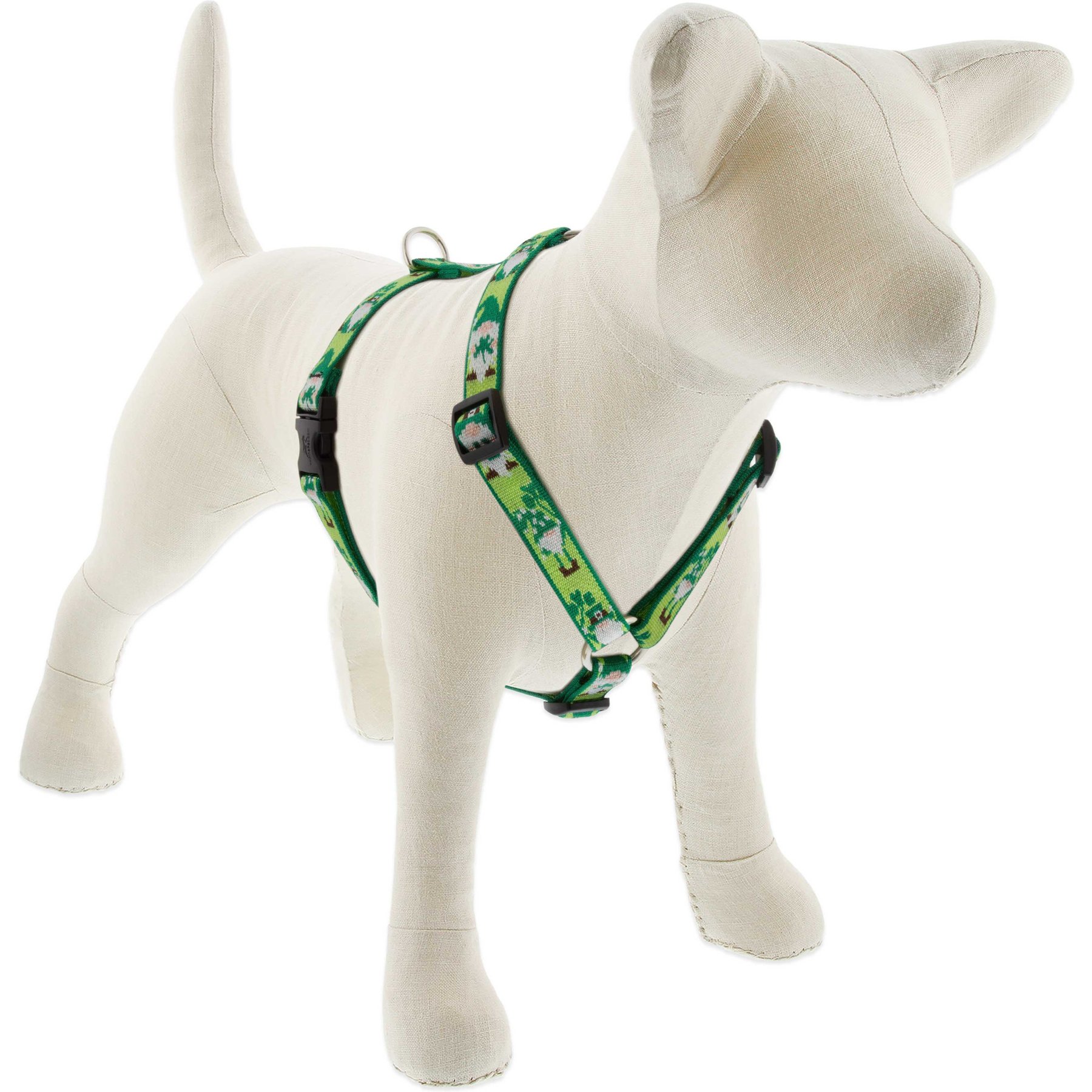 LupinePet St. Patricks Day Adjustable Dog Harness, Lucky Gnomes, Medium: 14 to 24-in chest, 3/4-in wide