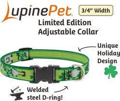 LupinePet St. Patricks Day Adjustable Nylon Dog Collar, Lucky Gnomes, Medium: 13 to 22-in neck, 3/4-in wide slide 2 of 6