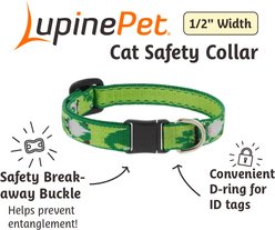 LupinePet St. Patricks Day Adjustable Breakaway Buckle Safety Nylon Cat Collar, Lucky Gnomes, 8 to 12-in neck, 1/2-in wide slide 2 of 4