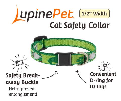 Show full view: LupinePet St. Patricks Day Adjustable Breakaway Buckle Safety Nylon Cat Collar, Lucky Gnomes, 8 to 12-in neck, 1/2-in wide slide 2 of 4