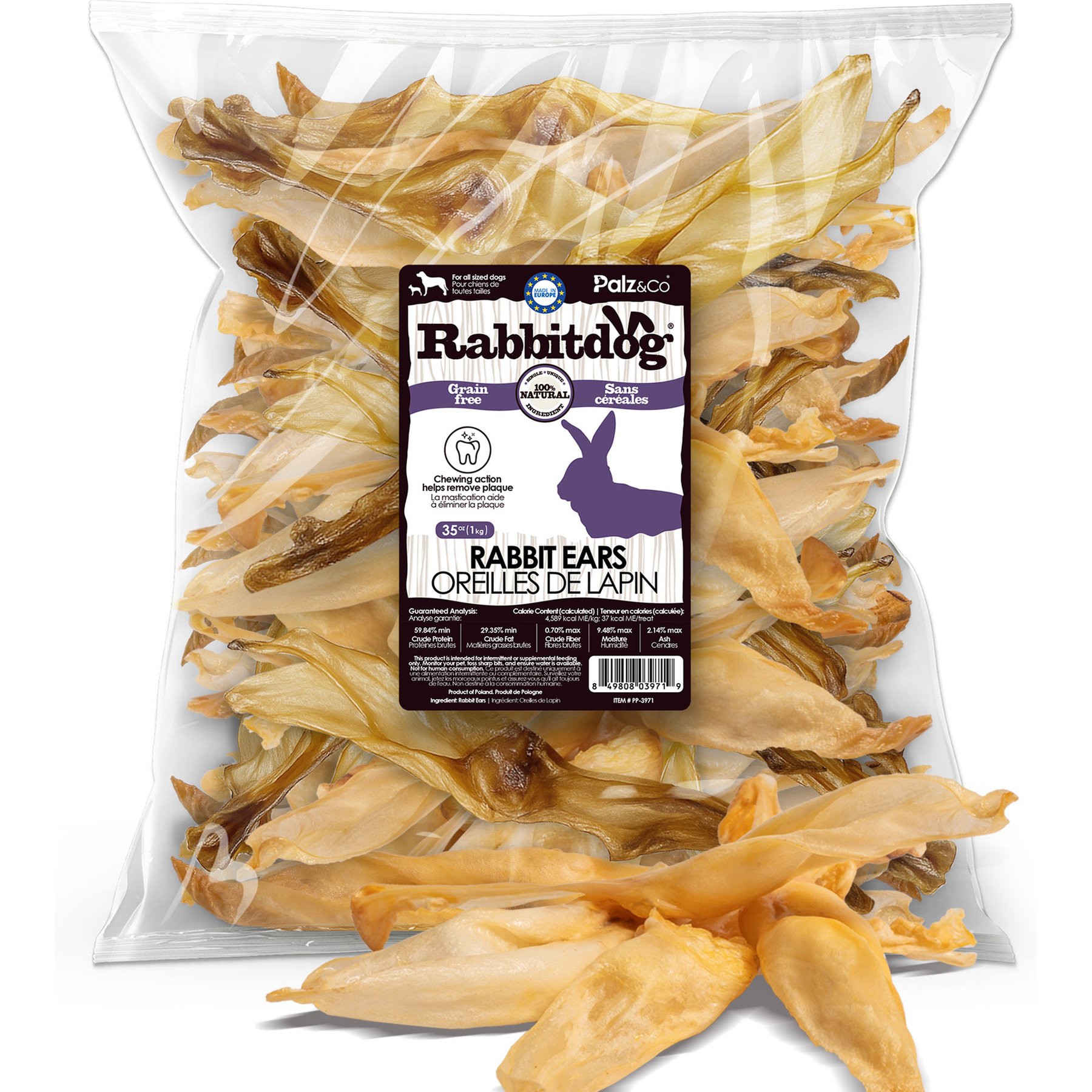 Palz&Co Rabbitdog Rabbit Ears Dog Chews, 35.27-oz bag, count varies