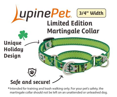 Show full view: LupinePet St. Patricks Day Adjustable Nylon Martingale Training Dog Collar, Lucky Gnomes, Small: 10 to 14-in neck, 3/4-in wide slide 2 of 6