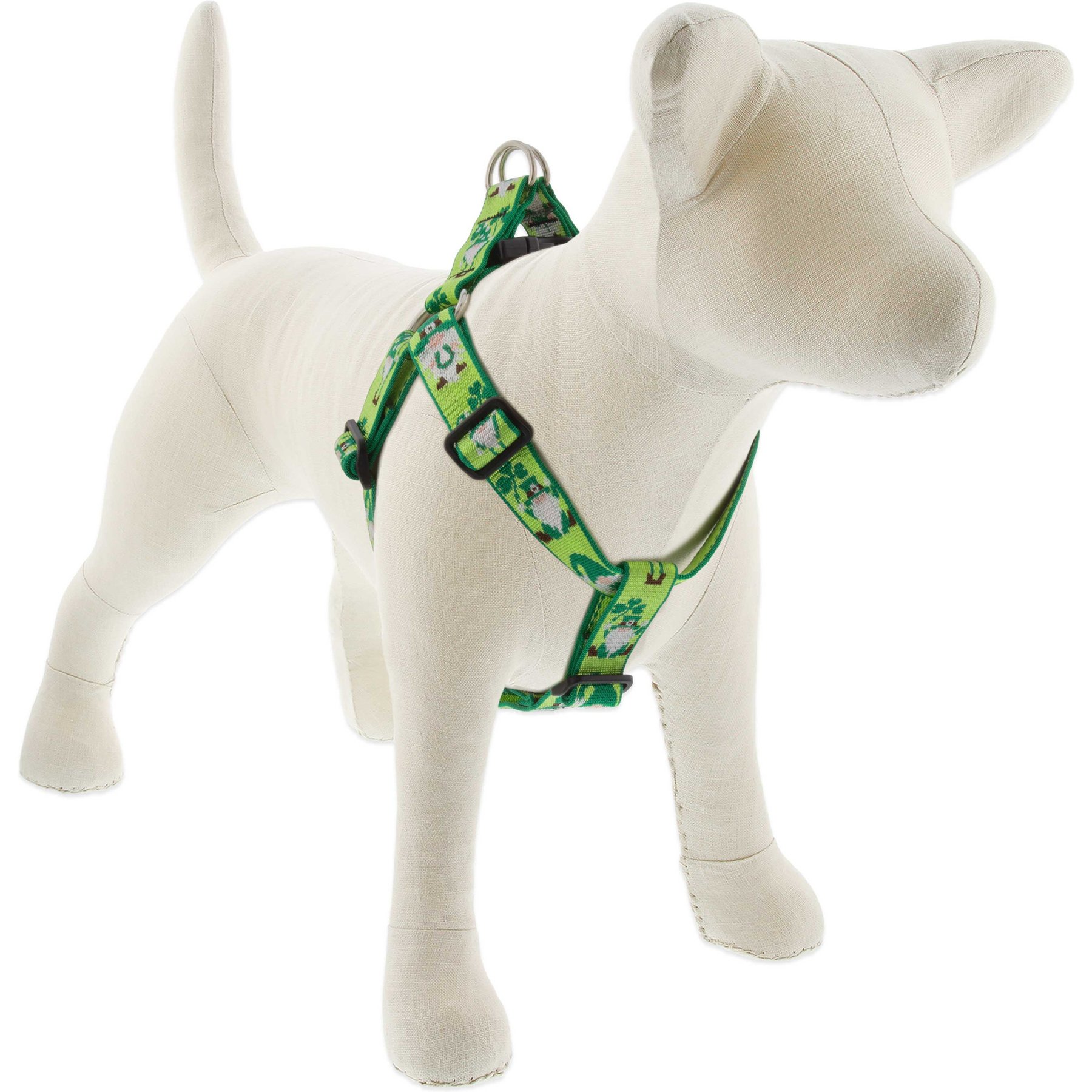 LupinePet St. Patricks Day Adjustable Step In Dog Harness, Lucky Gnomes, Medium: 19 to 28-in chest, 1-in wide