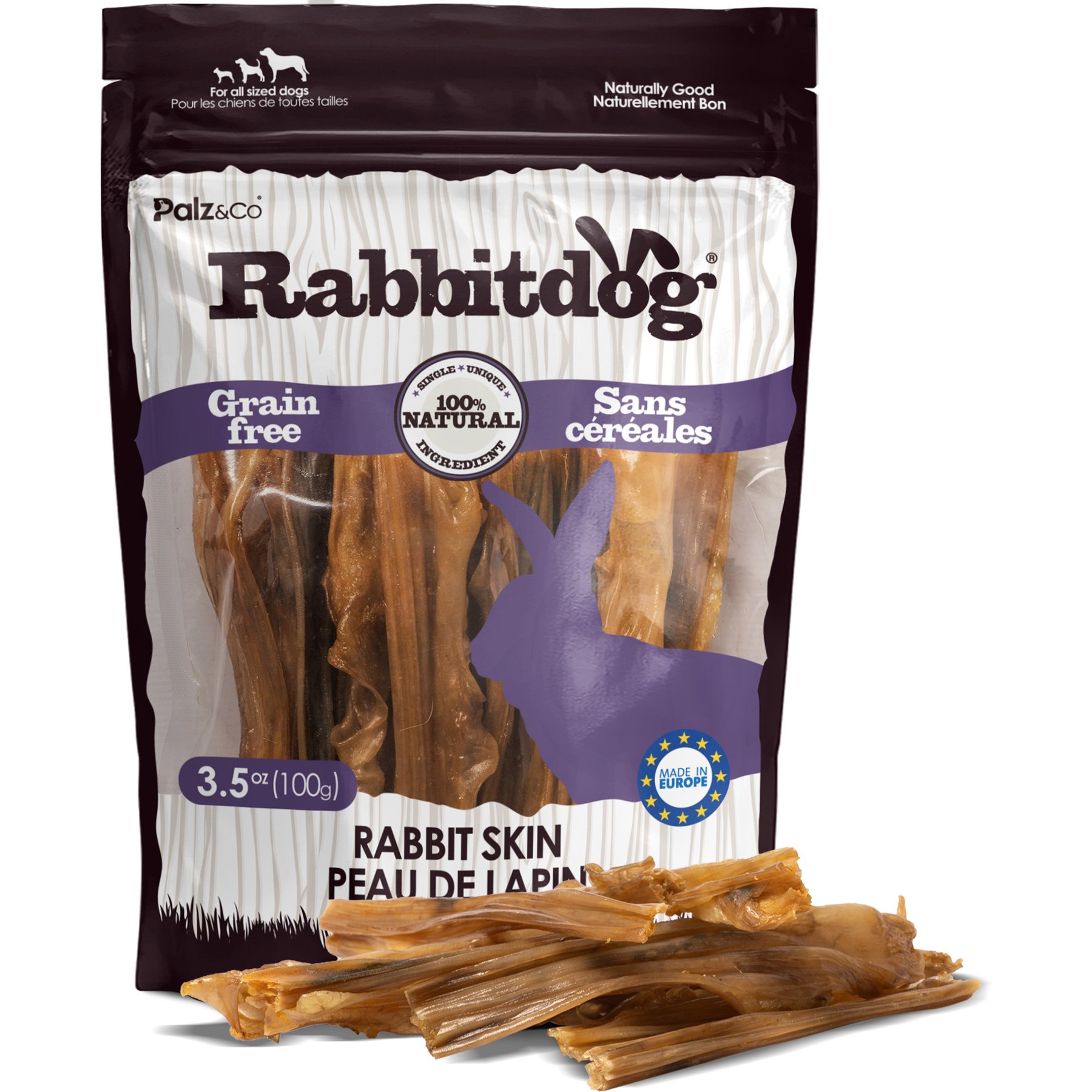 Palz&Co Rabbitdog Rabbit Skin Dog Chews, 3.5-oz bag