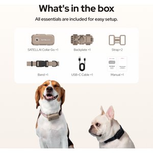 SATELLAI Go Smart GPS Dog Collar with Live Tracking & Health Monitoring, Carbon Black, Large