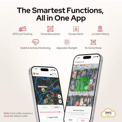 Show full view: SATELLAI Go Smart GPS Dog Collar with Live Tracking & Health Monitoring, Carbon Black, Medium slide 7 of 10