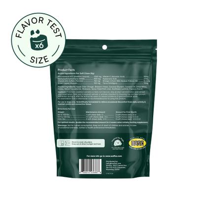 Show full view: Wuffes Advanced Hip & Joint Flavor Test Chews with Glucosamine & Chondroitin Pork Liver Flavored Soft Chews for Large Dogs, 6 count slide 3 of 9