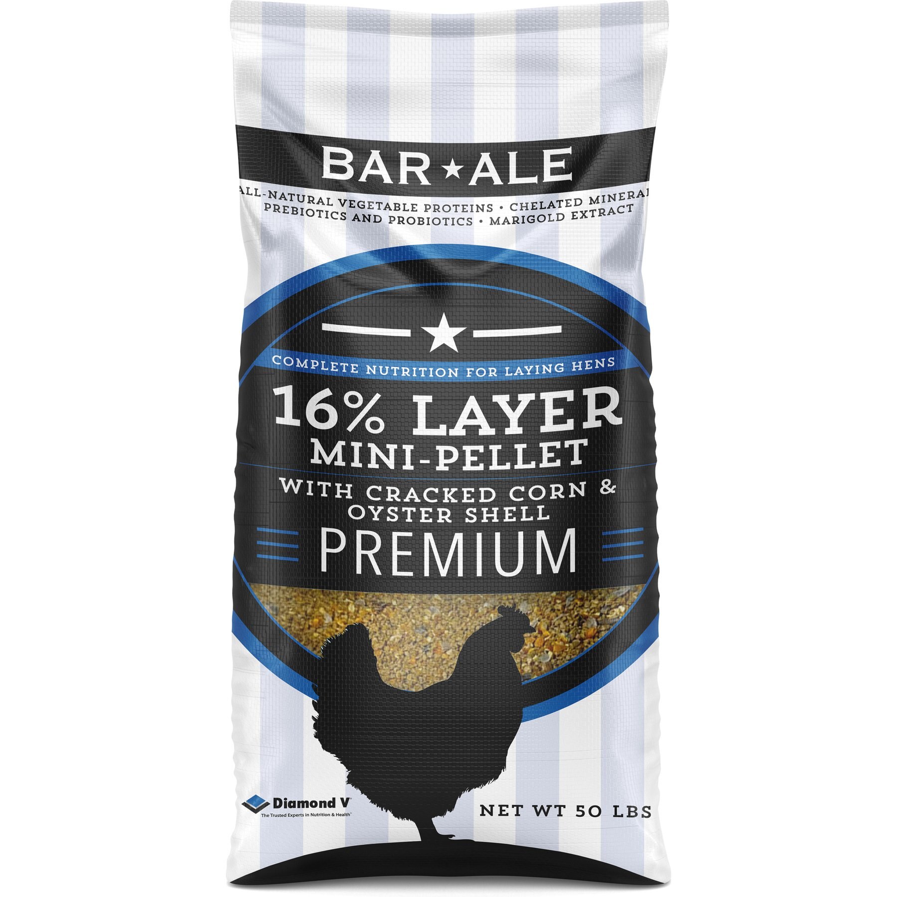 Bar ALE 16% Protein Layer Mini-Pellet with Oyster Shell & Cracked Corn Chicken Feed, 50-lb bag
