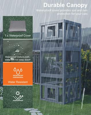 Show full view: TIMHAKA 3 Tier Catio Cat Enclosure, Grey slide 5 of 8