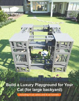 Show full view: TIMHAKA 3 Tier Catio Cat Enclosure, Grey slide 8 of 8