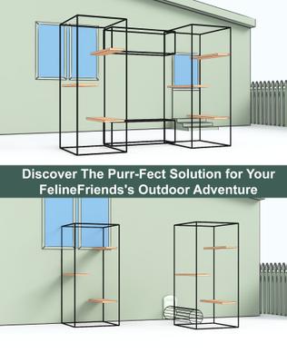 Show full view: TIMHAKA 3 Tier Catio Cat Enclosure, Grey slide 6 of 8