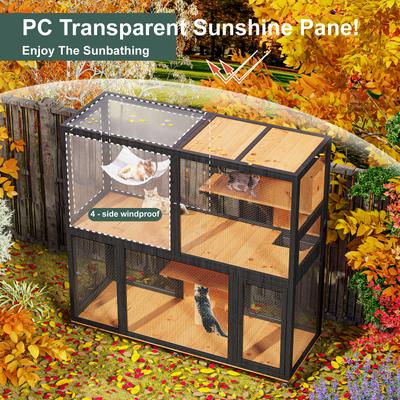 Show full view: TIMHAKA 4 Tier Catio with Wheels Cat House, Black & Yellow slide 7 of 7