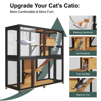 Show full view: TIMHAKA 4 Tier Catio with Wheels Cat House, Black & Yellow slide 5 of 7