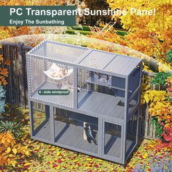 TIMHAKA 4 Tier Catio with Wheels Cat House, Grey slide 2 of 7