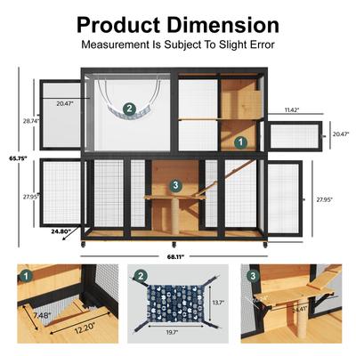 Show full view: TIMHAKA 4 Tier Catio with Wheels Cat House, Black & Yellow slide 3 of 7
