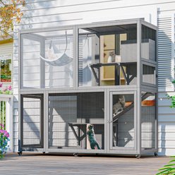 TIMHAKA 4 Tier Catio with Wheels Cat House, Grey slide 1 of 7