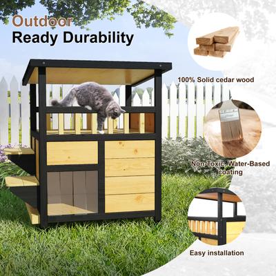 Show full view: TIMHAKA Outdoor Weatherproof Cat House, Black & Yellow slide 6 of 8