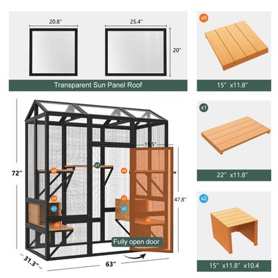 Show full view: TIMHAKA 72-in Catio Outdoor Cat Enclosure, Black & Yellow slide 6 of 7