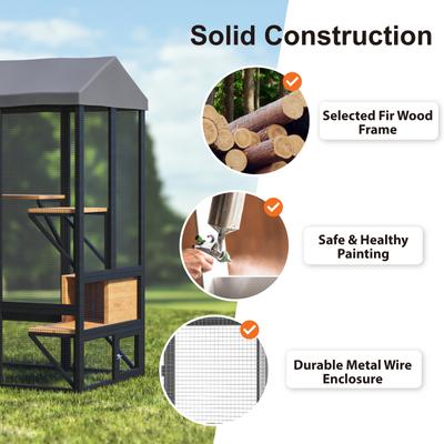 Show full view: TIMHAKA 72-in Catio Outdoor Cat Enclosure, Black & Yellow slide 7 of 7