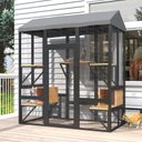 TIMHAKA 72-in Catio Outdoor Cat Enclosure, Black & Yellow