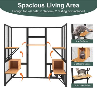 Show full view: TIMHAKA 72-in Catio Outdoor Cat Enclosure, Black & Yellow slide 2 of 7