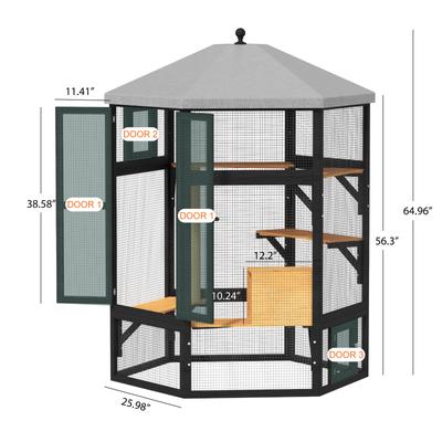 Show full view: TIMHAKA Catio Outdoor Multiple Platform Cat Enclosure, Black & Yellow slide 3 of 7