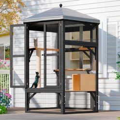 TIMHAKA Catio Outdoor Multiple Platform Cat Enclosure, Black & Yellow