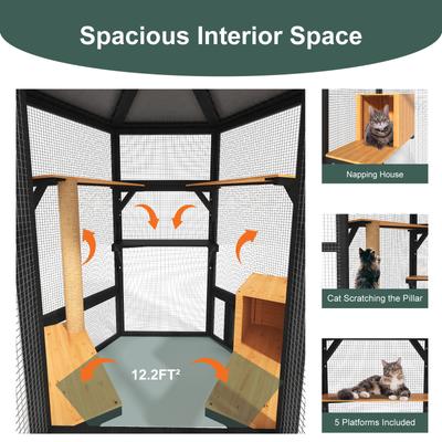 Show full view: TIMHAKA Catio Outdoor Multiple Platform Cat Enclosure, Black & Yellow slide 2 of 7