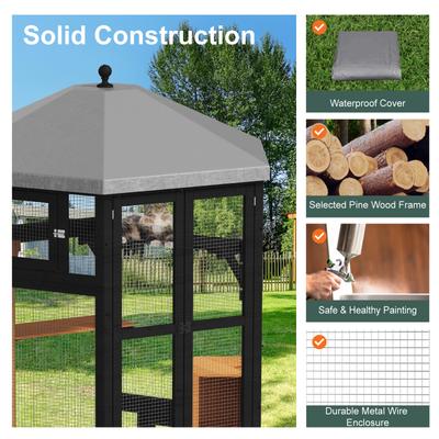 Show full view: TIMHAKA Catio Outdoor Multiple Platform Cat Enclosure, Black & Yellow slide 6 of 7