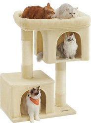FEANDREA Multi-Level Plush Cat Tree & Condo, 39.8-in, Beige