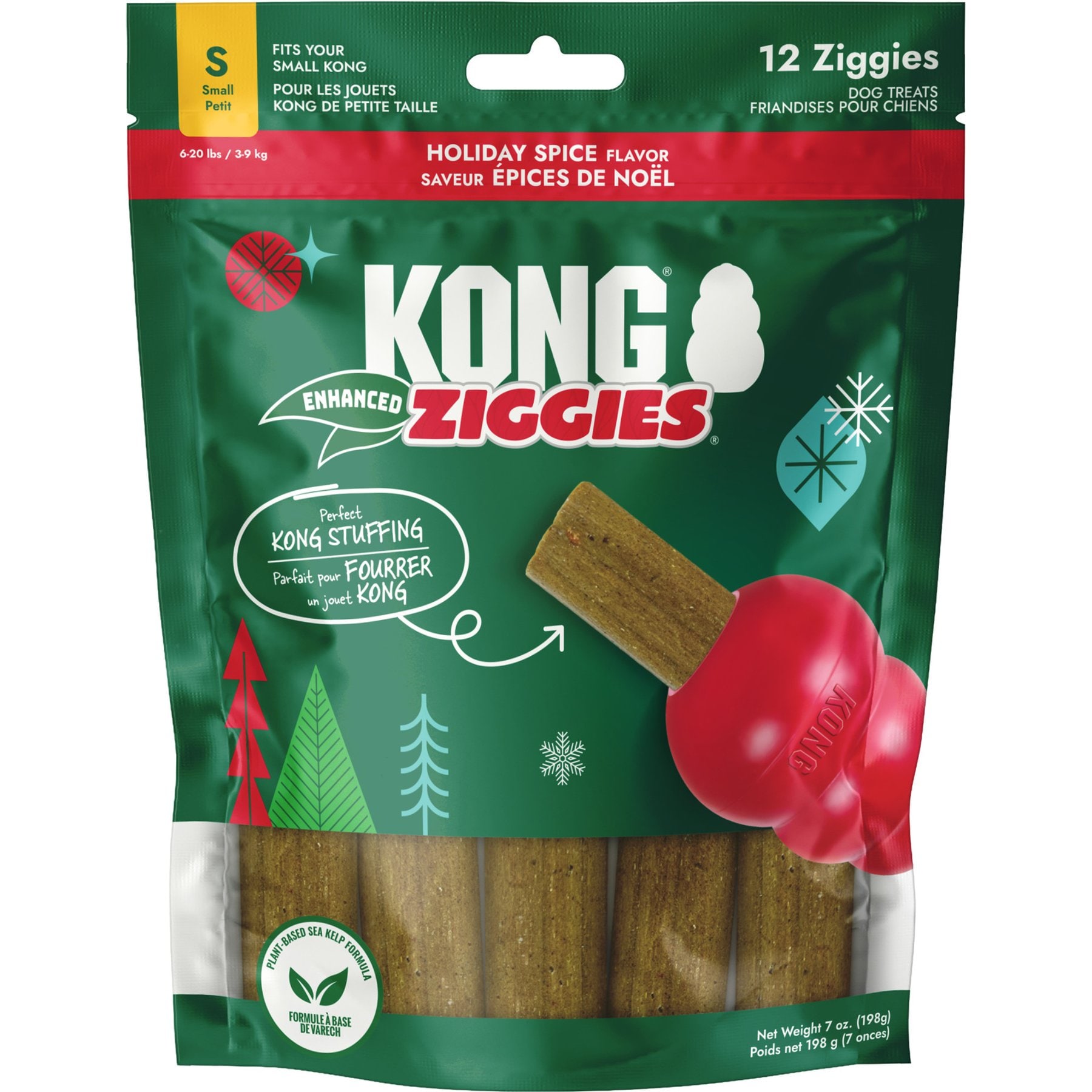KONG Ziggies Enhanced Holiday Spice Dog Treats, Small, 7-oz bag