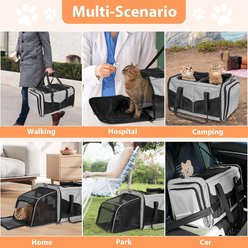 MALOROY Double Cat Carrier with Litter Box, Grey slide 2 of 8
