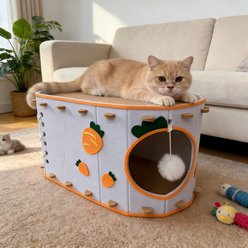 Gapzer Felt Four-Season Enclosed House Cat Cave Bed, Grey, 24 x 14.2 x 12-in slide 2 of 9