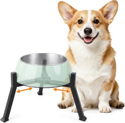LOOBANI Raised Metal Elevated Dog Bowl Stand, Black, Medium