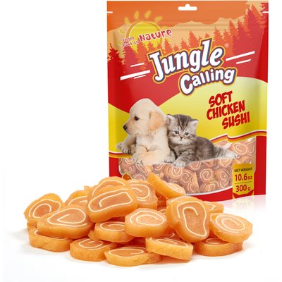 Jungle Calling Jungle Calling Chicken & Cod Sushi Bites High-Protein Rawhide-Free Soft & Chewy Training Dog & Cat Treats, 10.6-oz bag