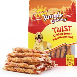 Jungle Calling High-Protein Chicken-Wrapped Rawhide Sticks Dog Training Chews, 10.6-oz bag