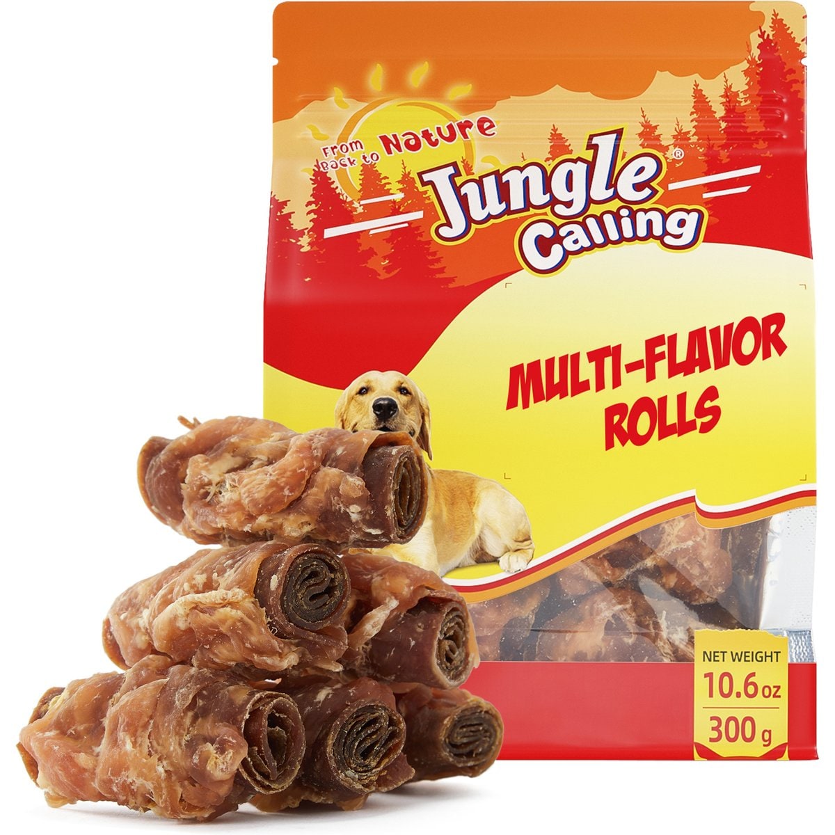 Jungle Calling Multi-Flavor Rolls High Protein Grain & Rawhide-Free Soft & Chewy Dog Treats, 10.6-oz bag