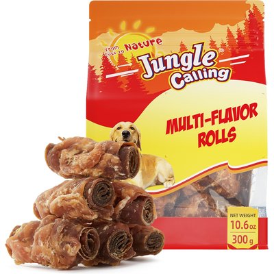 Jungle Calling Jungle Calling Multi-Flavor Rolls High Protein Grain & Rawhide-Free Soft & Chewy Dog Treats, 10.6-oz bag