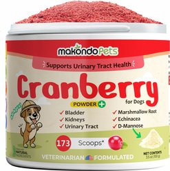 Makondo Pets Cranberry Urinary Tract Support with D-Mannose Dog Supplement, 3.53-oz jar