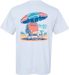 BUDDY BY THE SEA Beach Nap Adult Short Sleeve Tee, Soothing Blue, Medium