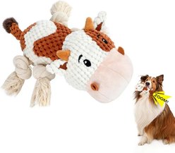 FUUFOME Cow Squeaky Interactive Plush Dog Toy