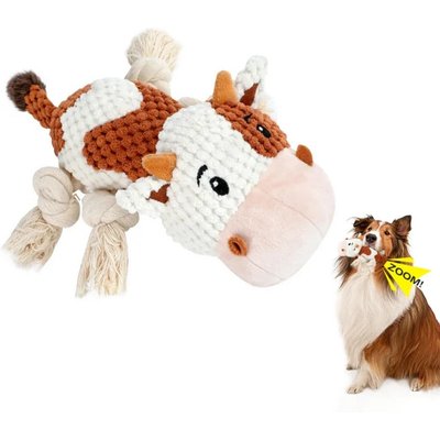 FUUFOME FUUFOME Cow Squeaky Interactive Plush Dog Toy