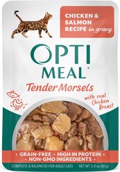 Optimeal Grain-Free Tender Morsels Chicken & Salmon Recipe with Real Chicken Breast in Gravy Adult Wet Cat Food, 3-oz pouch, case of 12