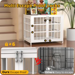 Xbrigh Double-Door Escape-Proof Wood-Grain Side Table Furniture Dog Crate, White, Small: 32 inch slide 2 of 2