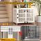 Show in main carousel: Xbrigh Double-Door Escape-Proof Wood-Grain Side Table Furniture Dog Crate, White, Small: 32 inch slide 3 of 4