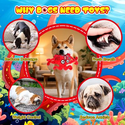 Show full view: FUUFOME Octopus Squeaky Plush Dog Toy slide 3 of 8