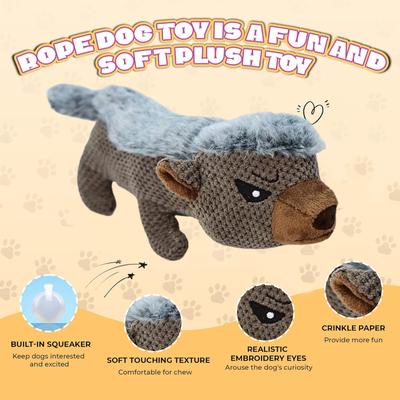 Show full view: FUUFOME Durable Squeaky Plush Honey Badger Dog Toy slide 3 of 8